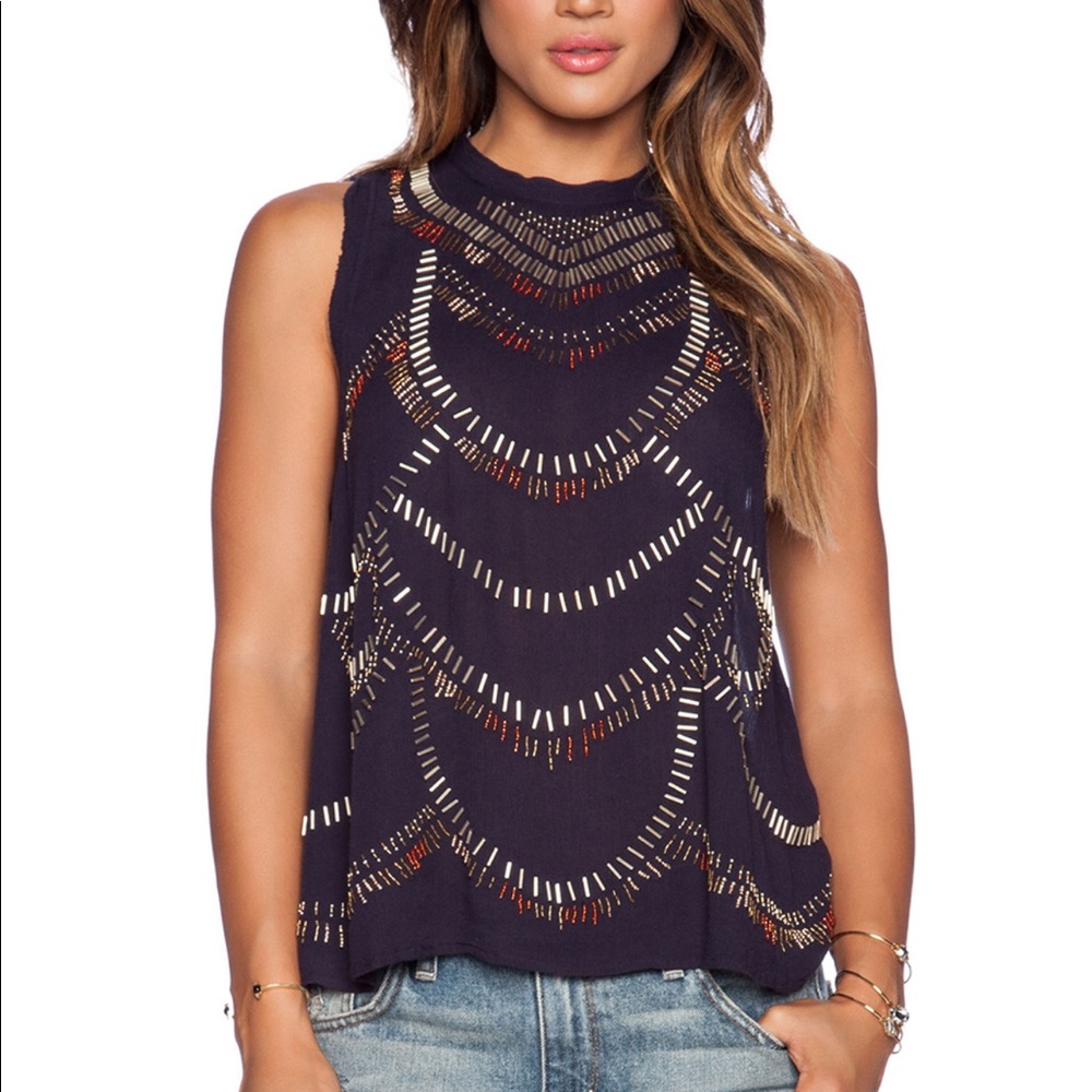 Free People Wheel Tank in Deep Navy - Size S